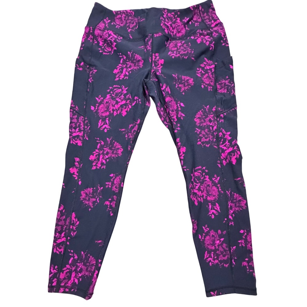 Torrid Active Womens Plus Size 3 Pink Floral High Waist Pocket Leggings Crop 3X